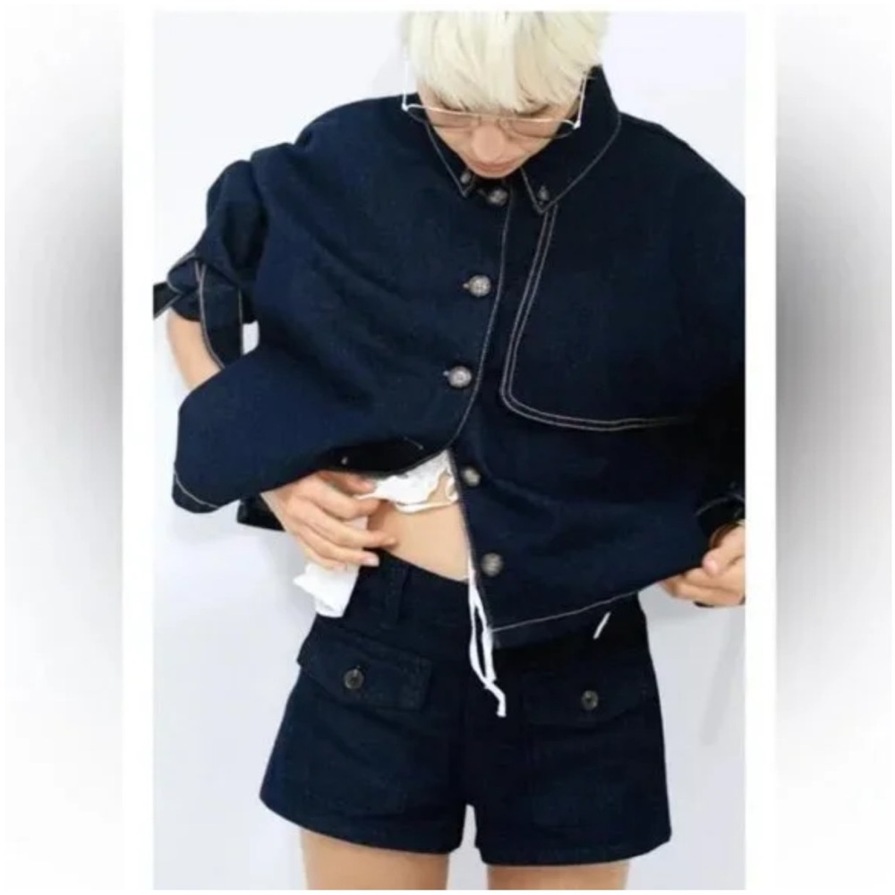Zara Dark Blue Jean cape Jacket